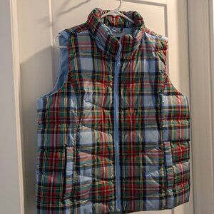 Lands' End Women's Large Multi-Color Plaid Quilted Vest